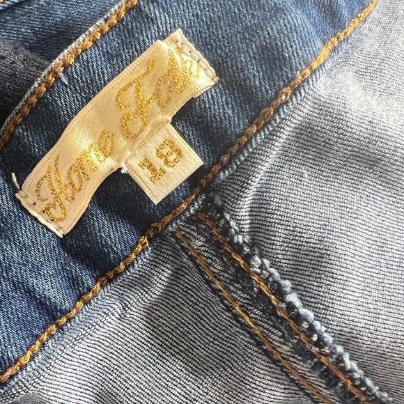 Home Folk Distressed Women's Mid Wash Blue Flare Jeans - Picture 13 of 16